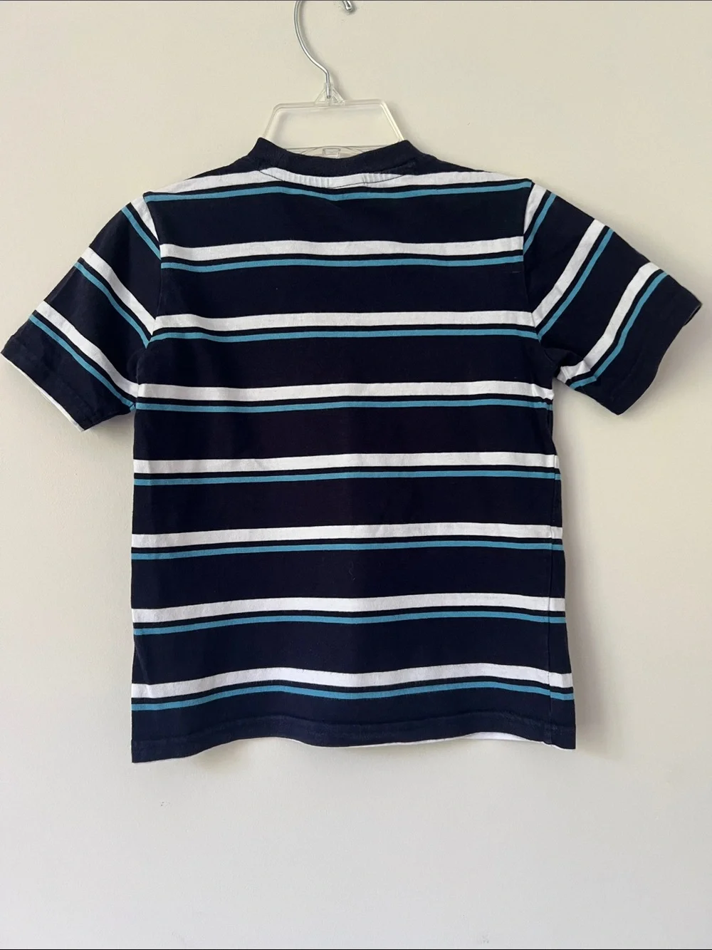 Gymboree Navy Short Sleeve Tee with White and Aqua Stripes